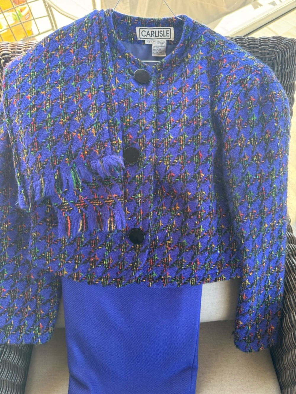 Carlisle Purple Multicolor Tweed Cropped Jacket